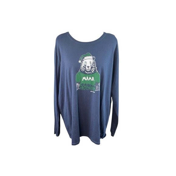 *Life is Good Crusher Tee Mama XXL Blue Cotton Long Sleeve Christmas Bear - Picture 2 of 7